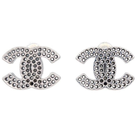 Chanel CC Earrings Clip-On Silver 03P 194951 - Picture 1 of 4